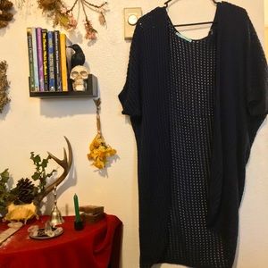 Maurices navy blue open knit short sleeve cardigan